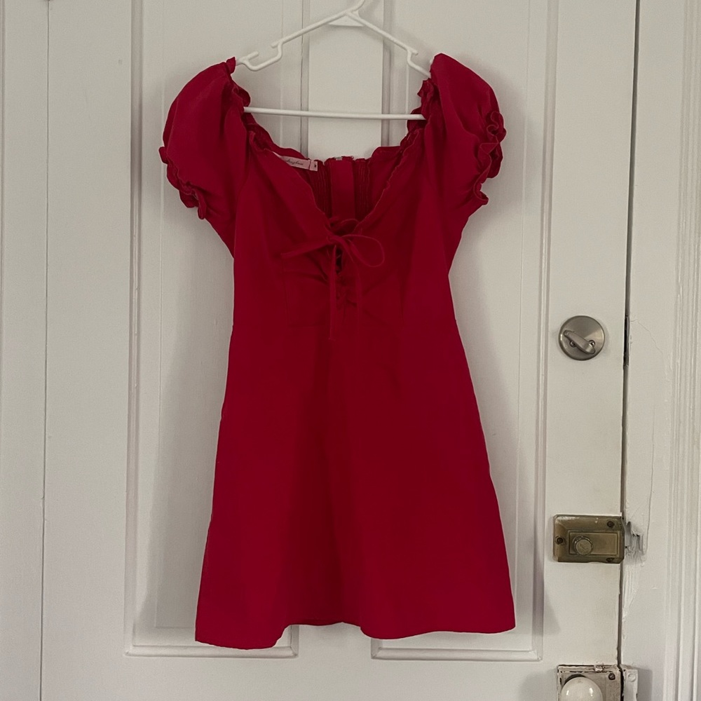 Red Puff Sleeve Dress